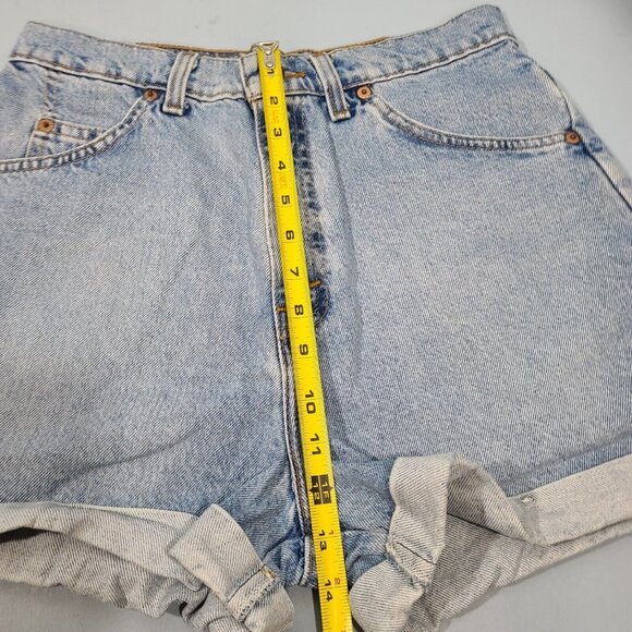 Vintage 1996 Orange Tab Levis 954 Regular Fit High Waist Denim Shorts Juniors 11 - Picture 7 of 8